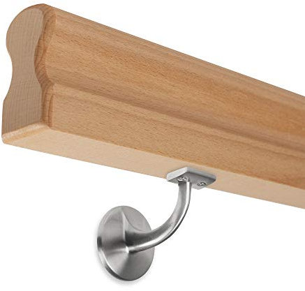 Handlauf Buche lackiert - 45x80mm - Omega inkl. Halter mit Stockschraube (100 cm)