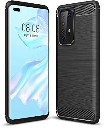 Cruzerlite für Huawei P40 Pro hülle, Kohlefaser Textur Design Abdeckung Anti-Scratch Stoßdämpfung Schutzhülle für Huawei P40 Pro Case (Black)