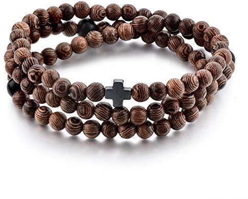 St John the Baptist Orthodox Brotherhood Christian Prayer Beads Rope Bracelet | Wooden Beads + Hematite Cross | Women Men Children | Great Gift for any Occasion!, Wood
