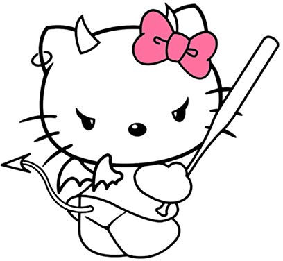 LGDQ car sticker 13cm x 11.8cm Hello Kitty Cute Devil Horns Sticker Laptop Decal Car Styling Motor Helmet Decor Auto Accessories