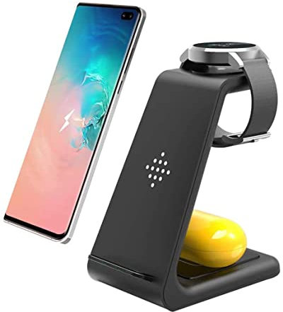 Wireless Charger for Samsung,3 in 1 Charging Station Dock for Galaxy Watch 4/4 classic/3/Active 2/1/46mm/42mm, S23/S22 Ultra/S21/S20/S10/Note 20/Z Flip 4/Z Fold 4/3/Google Pixel 7 6 5 4,Galaxy Buds