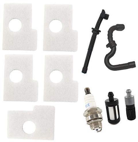 HURI 5x Luftfilter & Kraftstoffschlauch Ölschlauch Kraftstofffilter Ölfilter Zündkerze für Stihl 017, 018, MS 170, MS 180, MS 180 C, bis Baujahr 2013 Motorsäge Trennschleifer