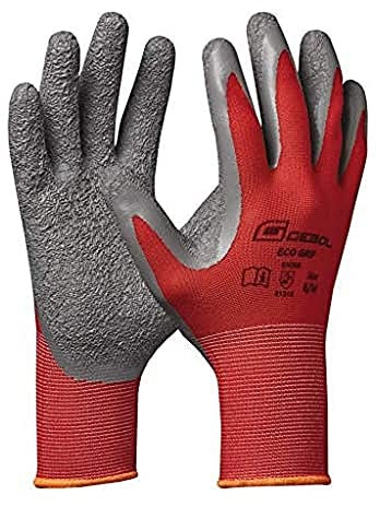 Gebol Eco Grip - Guantes de trabajo de látex para hombre, talla XXL, color rojo, 1 par