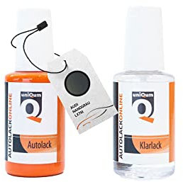 uniQum Autolack Stift + Klarlack im Vorteilsset fürs Auto für AUDI NANOGRAU LX7M Autolack Reparatur 2 x 30 ml