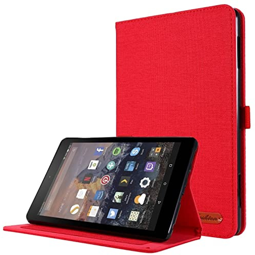 König Design Schutzhülle kompatibel mit Amazon Kindle Fire HD 10 2021 Hülle Case Tasche Klapphülle, Farbe:Rot
