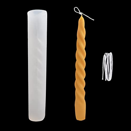 WANDIC Silikon-Kerzenform, 1 Stück Silikon-Kerzenhalter-Form mit Kerzendocht, lange gedrehte Stumpenkerzenform für Kerzenherstellung, Weihnachten, Kerzenlicht, Abendessen, Valentinstag, Heimdekoration