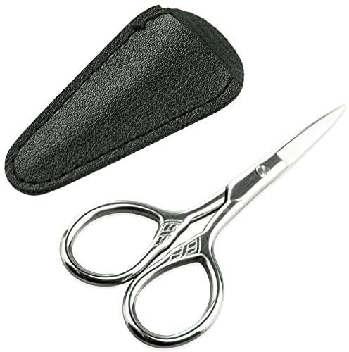 Précision ciseaux pour moustache, barbe, sourcils pour hommes professionnel petits ciseaux à cheveux acier inoxydable, ciseaux de toilettage personnels avec pochette