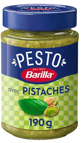Barilla Pesto Basilico e Pistacchio Pesto with Basil and Pistachios Made from Sustainable Agriculture 190 g Italian Sauce Gluten Free