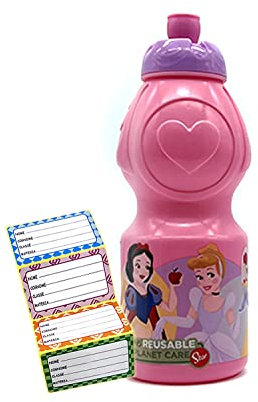 ICE TOYS borraccia scuola bambini con personaggi include sticker segnanome (Principesse), Gomma