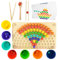 Auptiz Wooden Peg Board Beads Game,Wooden Rainbow Peg Board,Wooden Clip Beads Game,Motor Skill Montessori Toys for Toddlers Kids 3 4 5 Gift Years Preschool Learning Toys