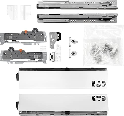 BLUM Schubladenschienen TANDEM SET; Zargenhöhe 83mm, mit TIP-ON BLUMOTION Einheit, 65kg, NL450mm, Seidenweiß, bis KB600mm