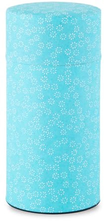 NOREN Japanische Teedose (Yuzen Washi-Papier, kleines Sakura/Blau), 200 ml, hergestellt in Japan, mit Innendeckel aus luftdichtem, feuchtigkeitsbeständigem Küchenglas für lose Blätter, Kaffee, Tee,
