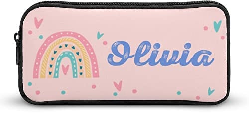 Naispanda Personalisiertes Federmäppchen mit Regenbogen-Namen personalisierbar Mäppchen für Büro College Schule Schreibwaren Tasche Halter Box Organizer personalisiertes Federmäppchen Geschenk