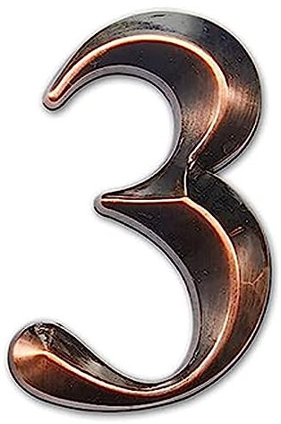 3 Inches Door Numbers 3D Mailbox Numbers Waterproof, Address Numbers Self Adhesive House Numbers Street Number Stickers for House Mailbox Apartment Hotel (Bronze-3)