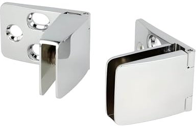 Gedotec Glastürscharnier Oben & Unten Chrom poliert SQUARE I Einfache Montage der Glasplatte zum Klemmen I Verwendung Oben & Unten - geschlossen