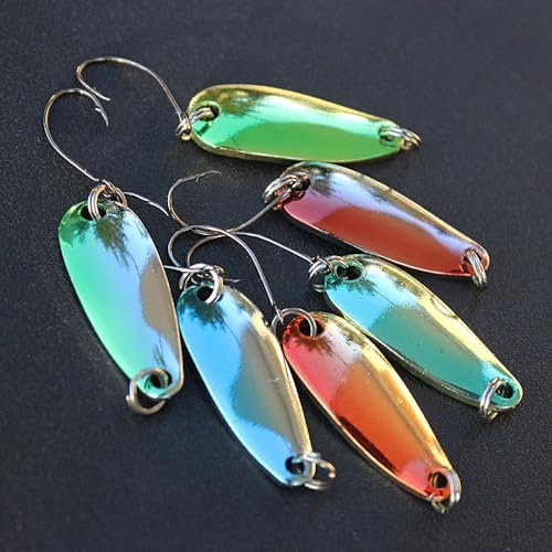 OriGlam 6pcs Fishing Spinner Lures Sequins, Spinners Fishing Lures Fishing Lures Spoon Metal Bait, Metal Spoon Spinner Bait for Pike Trout Bass Salmon Perch