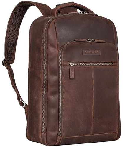 STILORD 'Gustav' Zaino Porta PC 15-16 Pollici in Vera Pelle Vintage per Lavoro, Uomo e Donna - Grande e Moderno per Computer Portatile, Colore:sapelli - marrone