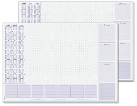 SIGEL HO355/2 Papier-Schreibtischunterlage, ca. DIN A2, mit 3-Jahres-Kalender und Wochenplan 2024 - 2026, 30 Blatt, 2er Pack, vegan, aus nachhaltigem Papier und Verpackung
