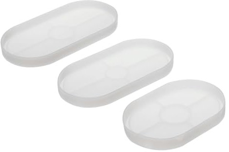 PATIKIL Silicone Coaster Mould, 3 Pack Oval DIY Tray Dish Mould Jewelry Trinket Storage Plate Mould Planter Tray Mould for Office Home Decor