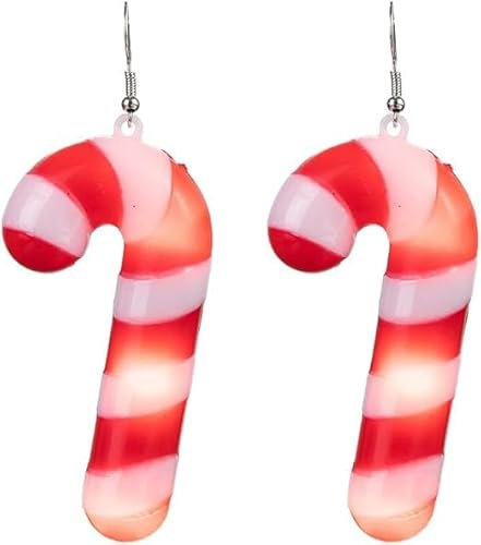 HOVUK Blinkende Leucht-Ohrringe, Weihnachten, leuchtet im Dunkeln, LED-Weihnachtsmotiv, 6cm, Metall und Kunststoff