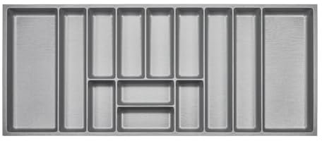 ORGA-BOX 3 Range-couverts Profondeur : 473 x Largeur : 1091 mm gris argenté avec structure Canvas pour tiroirs de 120, par ex. dans les cuisines Nobilia/Noblessa à partir de 08.2012.