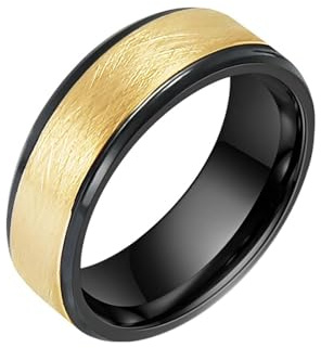 Homxi Herrenring Wolfram mit Gravur,Rund Matt 8MM Herrenringe Blau Schwarz Herren Ring Verlobung