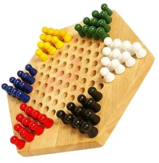 SAFIGLE 1 Boîte Dames Chinoises Marbres Jeu De Société en Bois Jeu De Dames Chinois Jeu De Solitaire en Bois Échecs Solitaires Échiquier Chinois Chevaux Chinois Chine Voyage Bambou Adulte