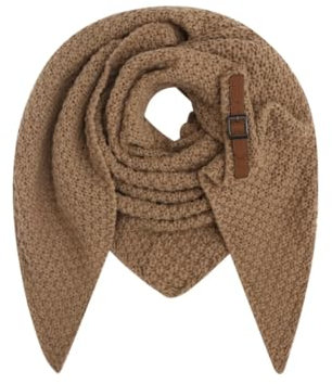 FASHION YOU WANT Dreiecksschal - Damen Strickschal mit Wolle - Umschlagtuch für den Herbst und Winter - Winterschal - Dreieckstuch - Hochwertige Qualität - XXL Schal STRICK SCHNALLE (schlamm)