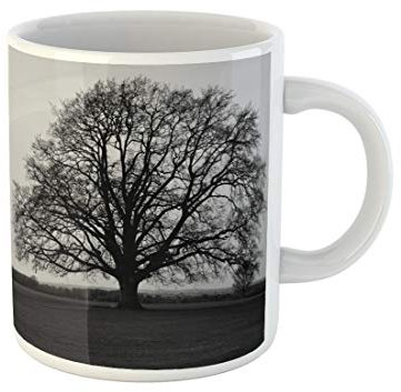 501 Tazas De Café 330Ml, Silueta Blanca De Roble Desnudo En Negro Tazas De Té Moderna Tazza Di Latte, Para Oficina, Bebidas Calientes