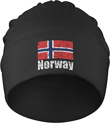 501 Damen Herren Beanie Mütze Lustige Norwegen-Norwegische Flaggen-Weinlese Kopf Wraps Bequeme Sportmütze Warme Wintermütze Für Skifahren Jungen Winter
