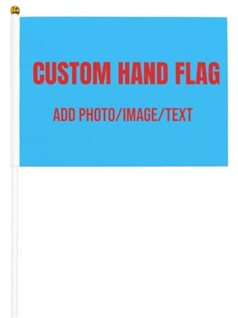 6 Stück benutzerdefinierte Handflagge mit Fototext, personalisiertes Bild, Festival, Party, Handflaggen mit Kunststoffstab, winkende Flaggen, Feier, Partyflagge, DIY, Outdoor, Länder, kleine Flagge