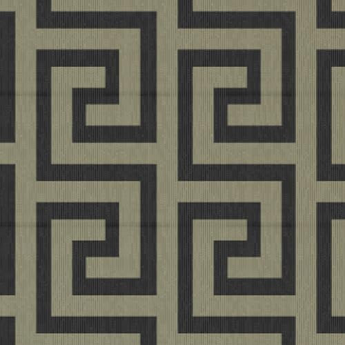 Rokya Greek Key Black/Gold Wallpaper AL1095