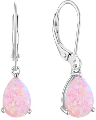 YL Damen Ohrhänger 925 Sterling Silber Rosa Opal Ohrringe