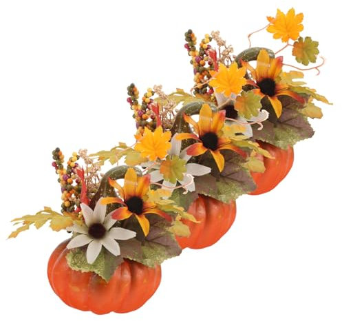 Cabilock 6 Pièces Fleur d'halloween Déco De Table Rustique Décor à La Maison d'automne Citrouilles Artificielles Pot De Fleur De Citrouille Décor De Table Grand Faux Baie Récompense