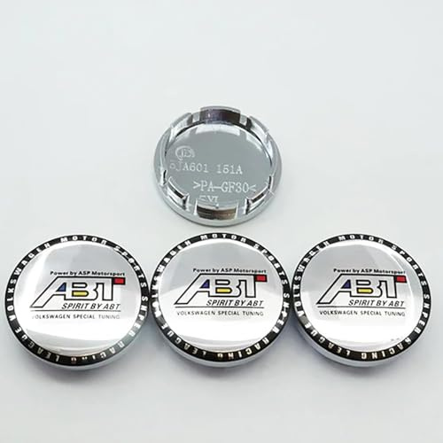 DHJKCBH 4 Stück Auto Nabendeckel Aufkleber für ABT ABT 60mm Radnabenabdeckung Auto Radnabenkappen Aufkleber Abzeichen Logo Sticker Zubehör,C-b