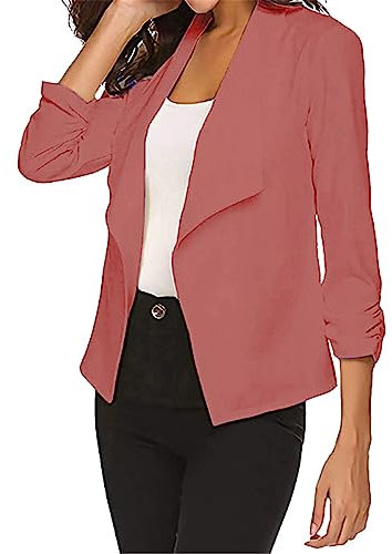 TDEOK Blazer bianco corto da donna elegante – Blazer sciancrato da donna bianco – Slim blazer corto per feste, cardigan oversize, per abiti stretti, blazer estivi, sportivi, blazer, Colore: rosa.,