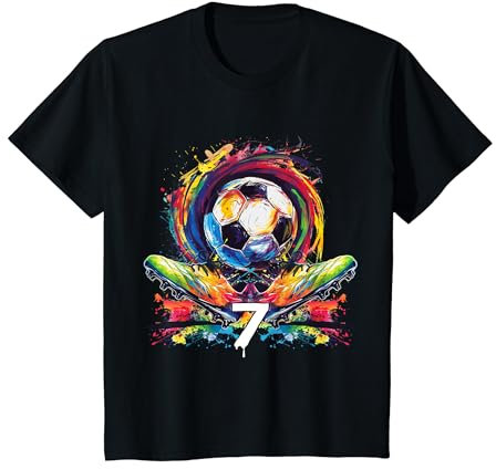 Kinder Kinder 7 Geburtstag Junge 7 Jahre Fußballer Fußball Geschenk T-Shirt