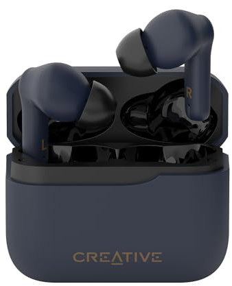 CREATIVE Zen Air Plus Auricolari True Wireless leggeri con Bluetooth LE Audio, Cancellazione Attiva Ibrida del Rumore, Modalità Ambiente, fino a 32 ore di riproduzione totale, 6 microfoni (Blu Scuro)