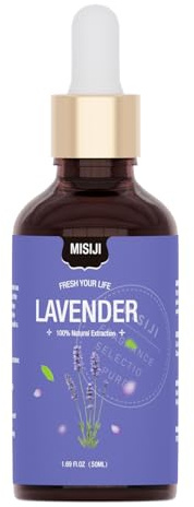 MISIJI Lavender Ätherisches Öl 50ml, 100% natürlich, Aromatherapie Ätherisches Öl für Diffusor, Luftbefeuchter, Entspannung, Massage, Bad und Dusche