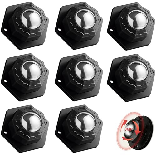 8 Stück Selbstklebende Möbelrollen 1 Zoll, Mini Lenkrollen 360° drehbar, Kleine Rollen mit Klebepads und Schrauben, Niedrige Bauhöhe für Möbel, Boxen, Pflanzenständer, Luftreiniger (8, Black)