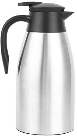 Jarra térmica para café, botella de agua aislada de acero inoxidable de 2 L, botella de agua de doble pared, dispensador de bebidas plateadas