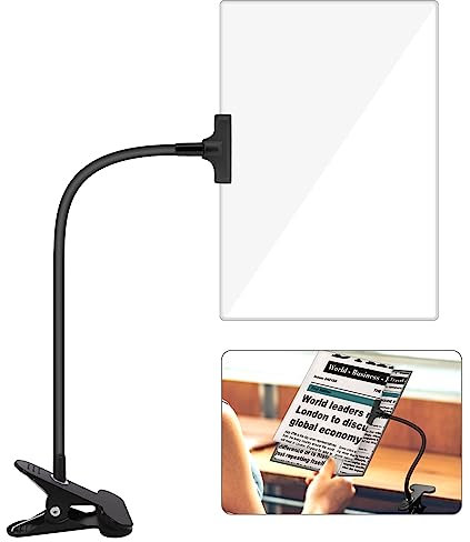 JUOIFIP 5X Lupe mit Clip für Senioren, 10x6 Große Leselupe zum Lesen Flexibler Schwanenhals für Senioren zum Lesen von Büchern, Lesehilfe, Nähen, Kreuzstich