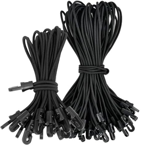 TPTGIAR 30 Stück Spanngummi mit Haken, Expander mit Haken 15/25 cm, Multifunktional Gummispanner mit Haken, Schwarz Elastisches Gepäckspanner für Zelt Planen Netze Banner Camping