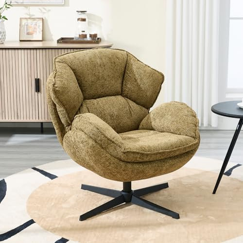 chairus Occasional Accent Chair Swivel Armchairs for Living Room Relax Lounge Chair Upholstered Reading Chair (Yellow)