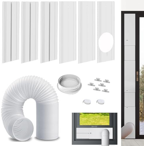 antePow Portable Air Conditioner Sliding Door Vent Kit - Adjustable Length up to 90 Inches, Universal Balcony Seal Plate Set for 5.1 & 5.9 Diameter AC Exhaust Hose