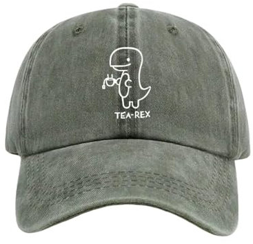 Tindo Vintage Basecap Herren in Dunkelgrün mit Dino Motiv - Cap damen Unisex retro Kappe für Freizeit aus Baumwolle