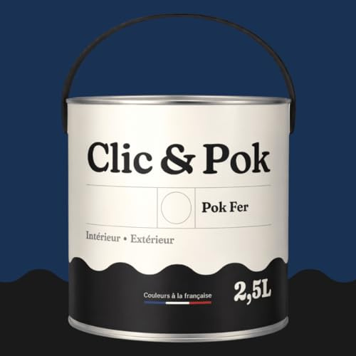 POK Peinture Fer Antirouille – Métal Extérieur Intérieur, Satinée, Protection Rouille - 2,5L - RAL 5013 Bleu cobalt