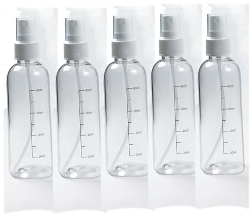 Flacon Spray Vide,5 PCS Bouteille Spray,100ml Flacon Vaporisateur Fine Brume,,Plastique Pulverisateur Voyage, Atomiseur Rechargeable Transparent Flacon pour Parfum, Tonique, Alcool Nettoyage,Jardinage