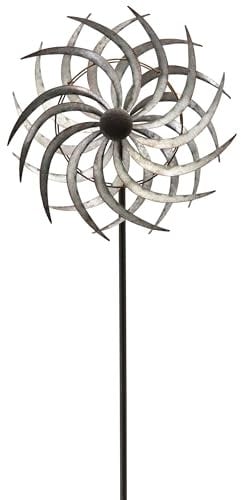 matches21 HOME & HOBBY Großes Windrad Metall 150 cm, wetterfeste Frühlings Garten-deko in Spiralform - Windmühle in Silber