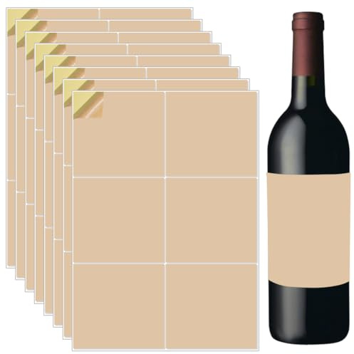 Beebeecraft 20 Feuille D'Étiquettes en Papier Kraft Imprimables pour Bouteilles de Vin Marron Clair 4x4cm Papier Autocollant Kraft Imprimable Autocollants pour Bouteilles de Bordeaux Classiques